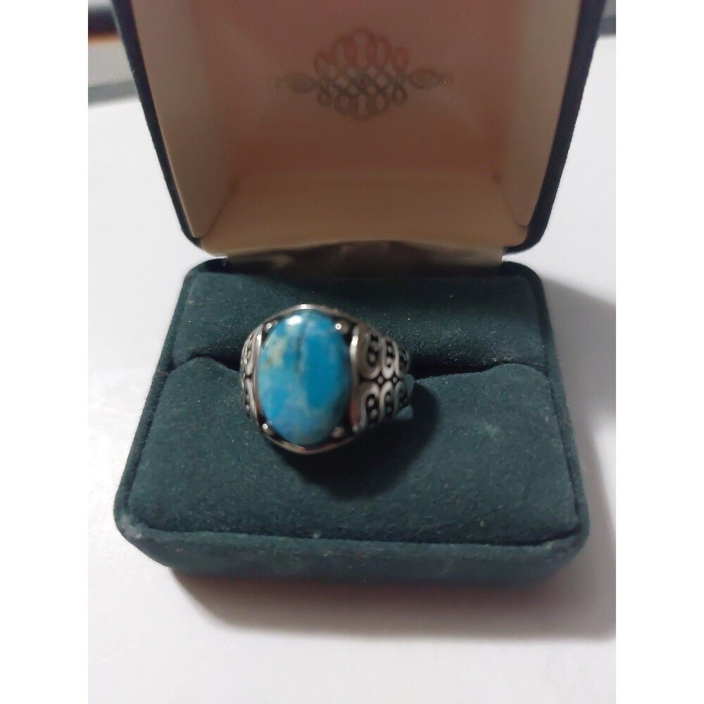Sterling Silver Turkuaz Natural Stone Ring  Sz 9